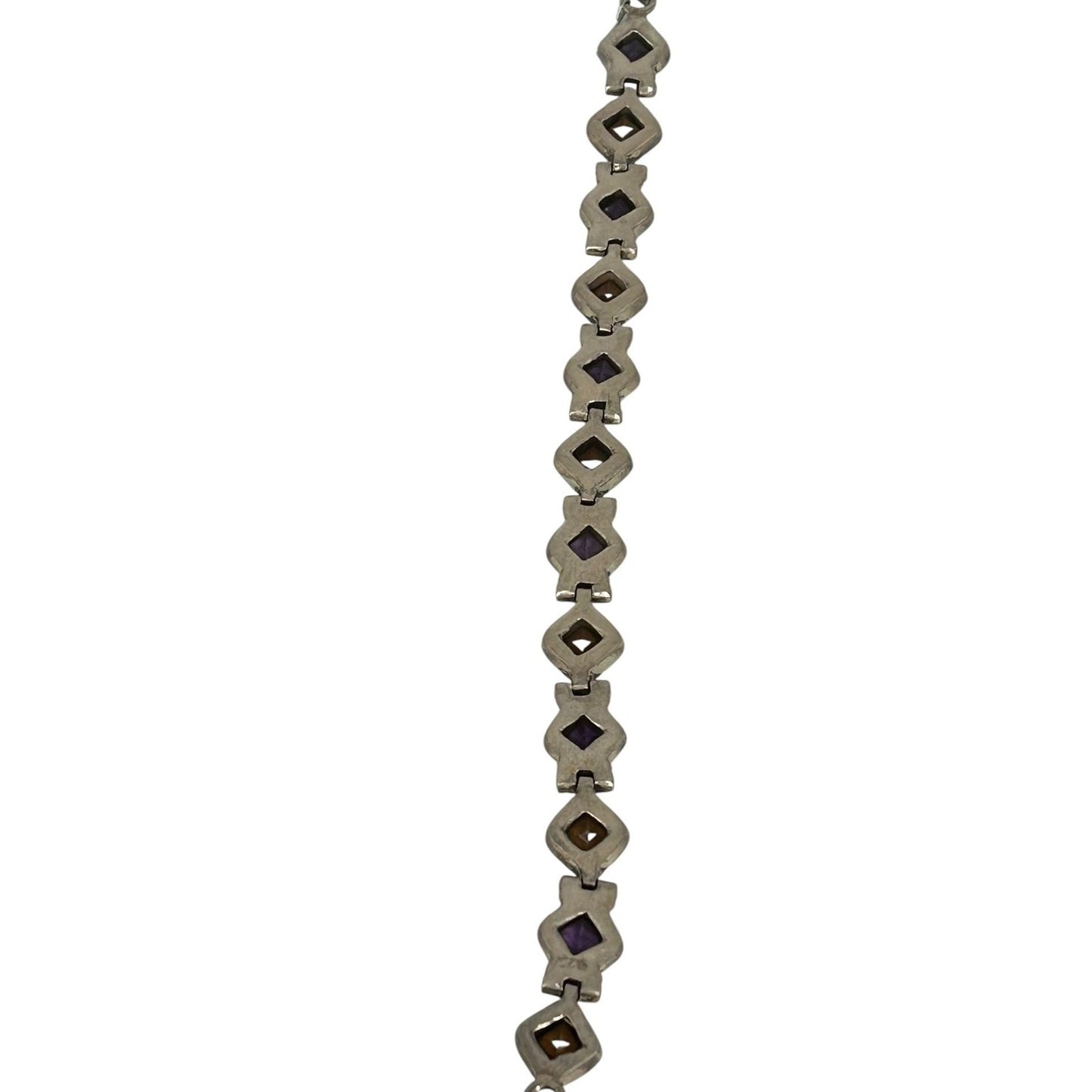 Vintage Mexican Sterling Silver Geometric Mystic Topaz Link Bracelet