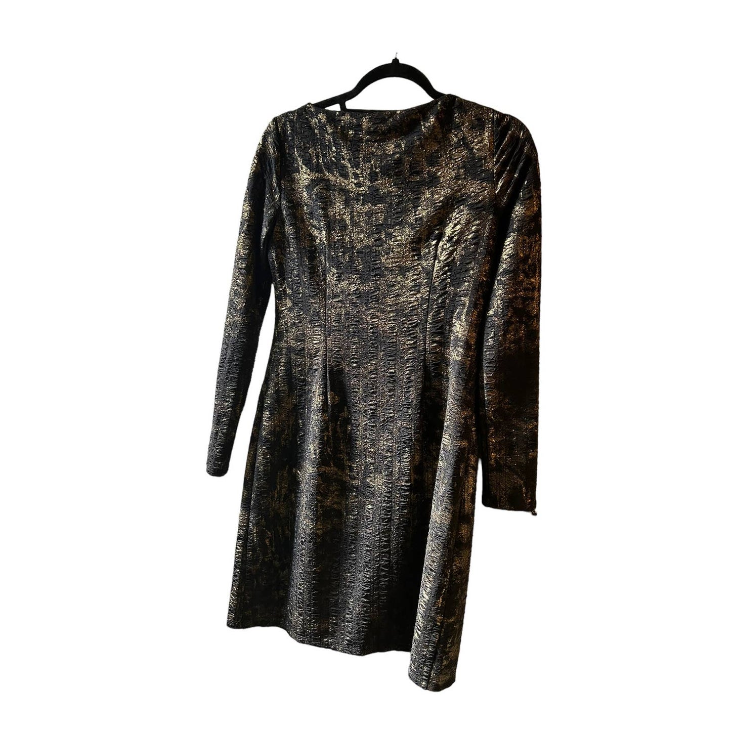 Nine West Size 2 Black and Gold Long Sleeved Dress