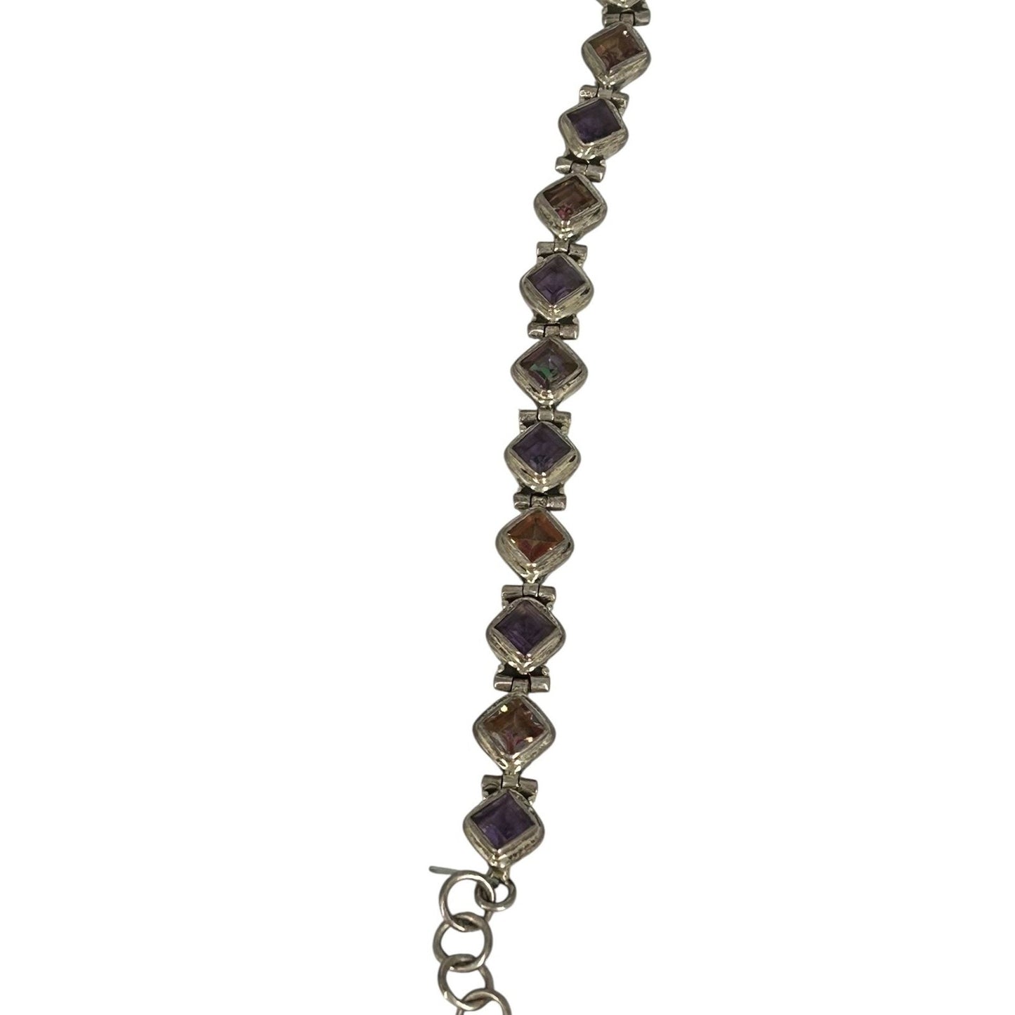 Vintage Mexican Sterling Silver Geometric Mystic Topaz Link Bracelet