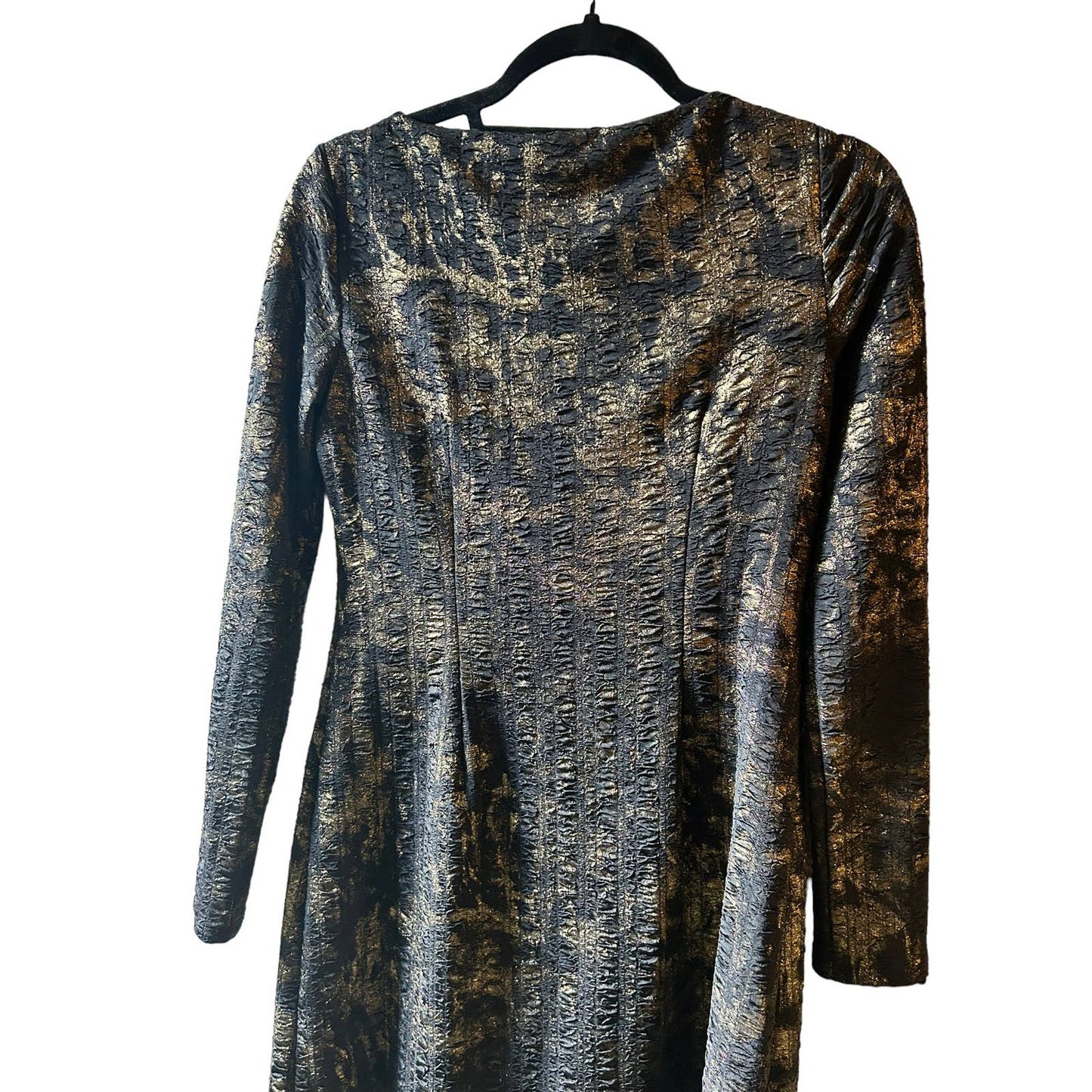 Nine West Size 2 Black and Gold Long Sleeved Dress