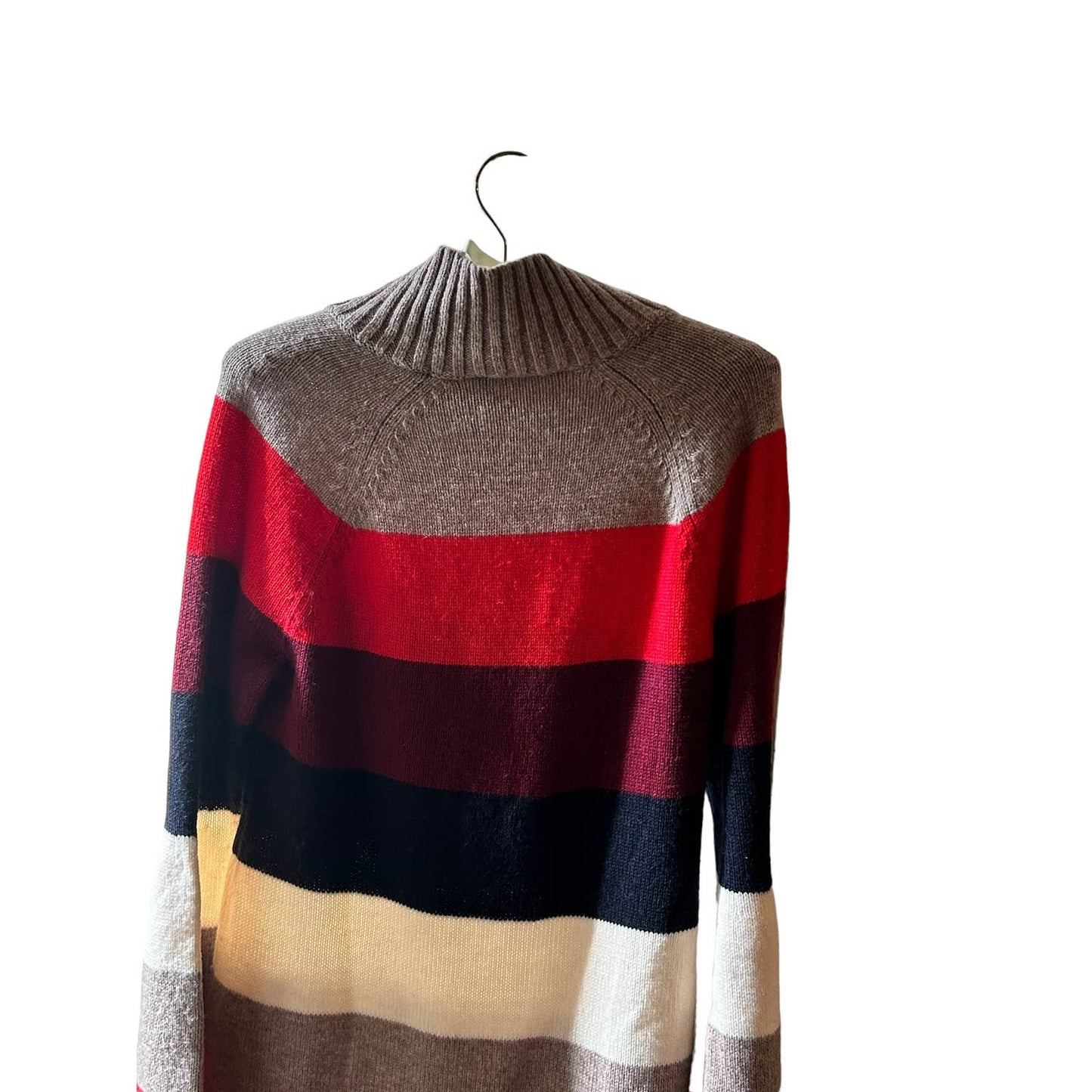 Ann Taylor Wool Blend Size Medium, Petite Stripe Blocked Sweater