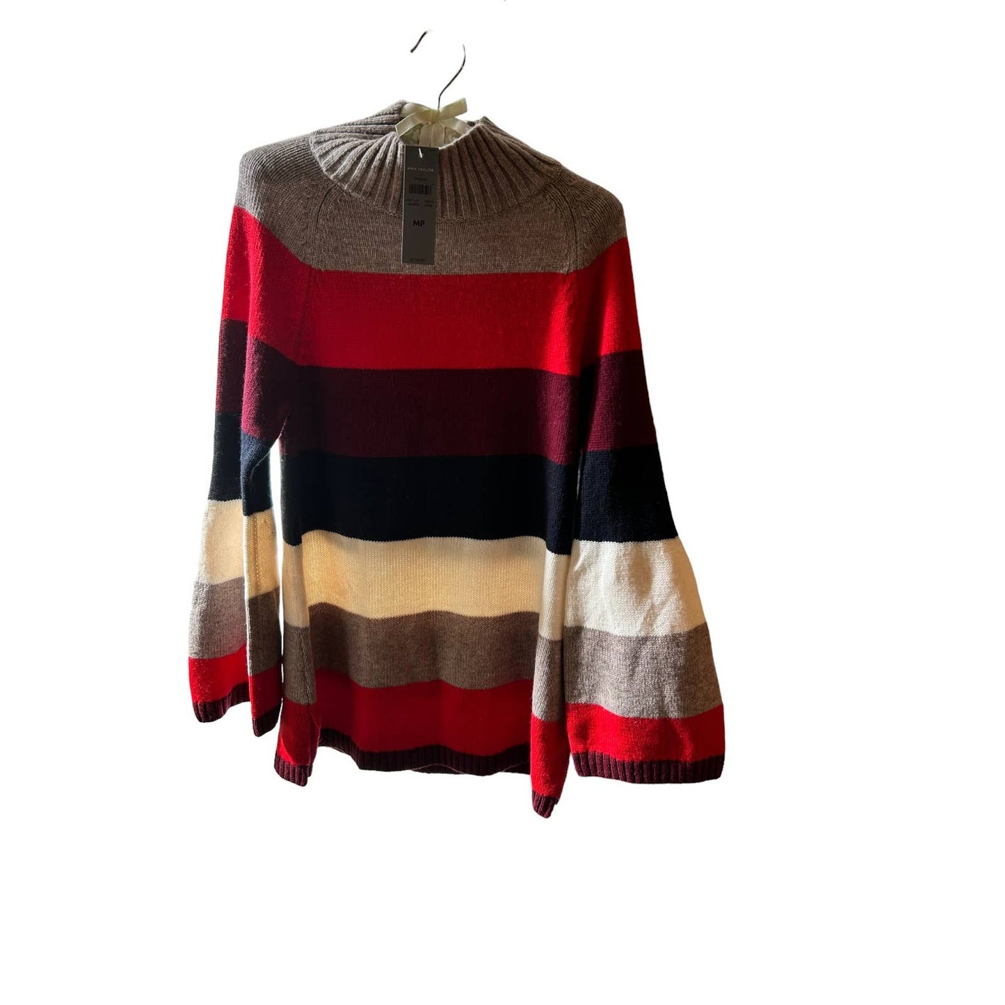 Ann Taylor Wool Blend Size Medium, Petite Stripe Blocked Sweater