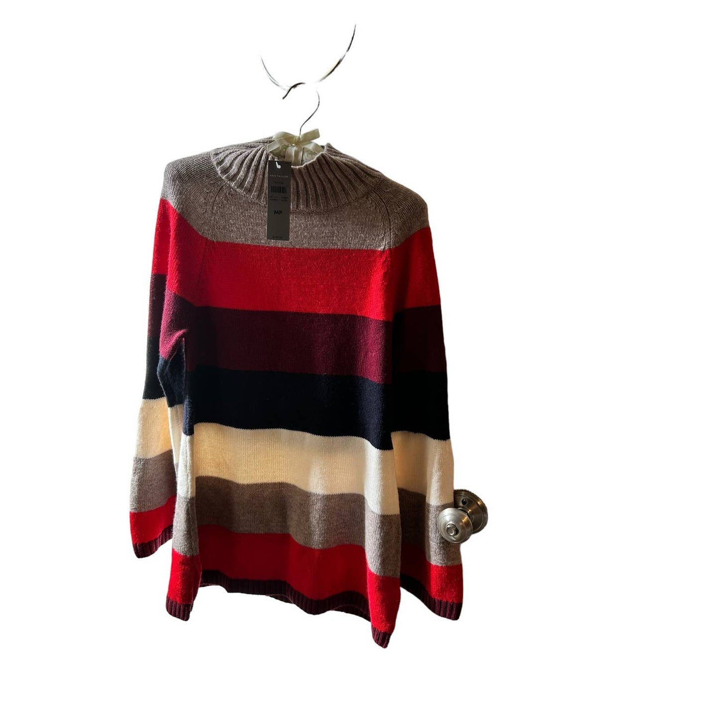 Ann Taylor Wool Blend Size Medium, Petite Stripe Blocked Sweater