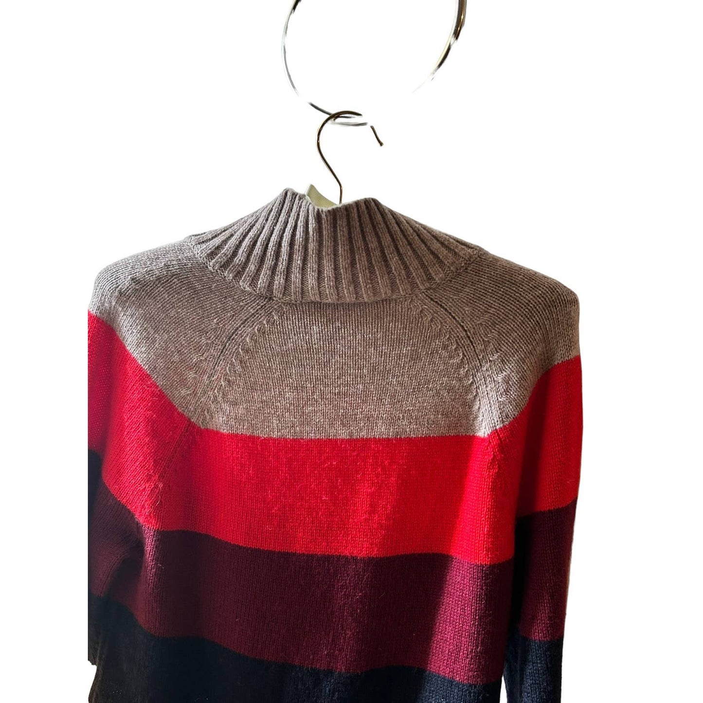 Ann Taylor Wool Blend Size Medium, Petite Stripe Blocked Sweater