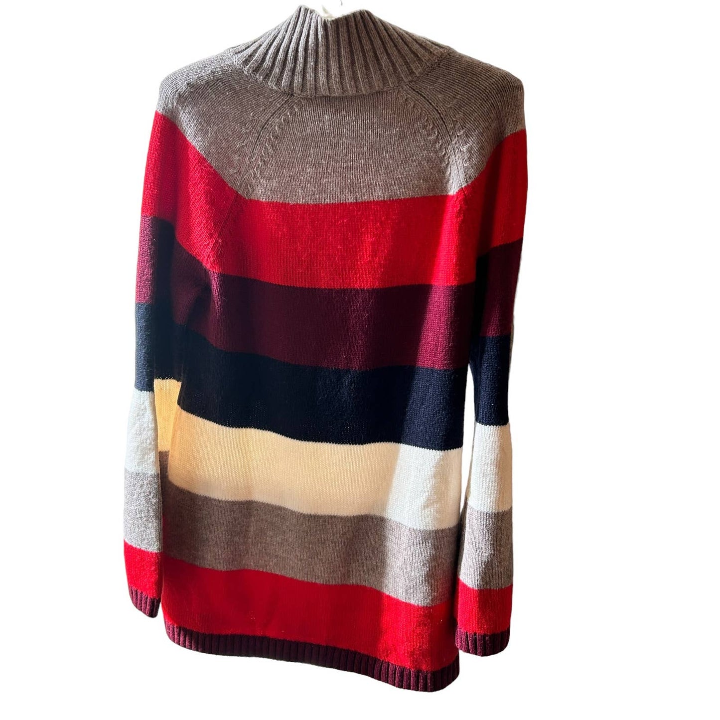 Ann Taylor Wool Blend Size Medium, Petite Stripe Blocked Sweater