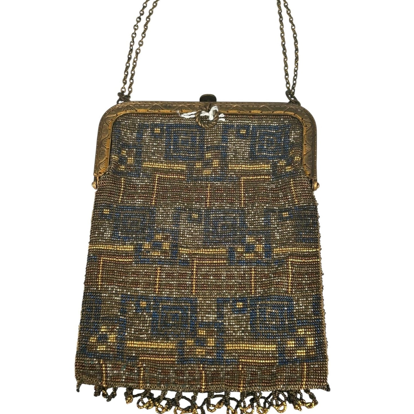 Antique French Gold & Silver Micro Beaded Flapper Purse