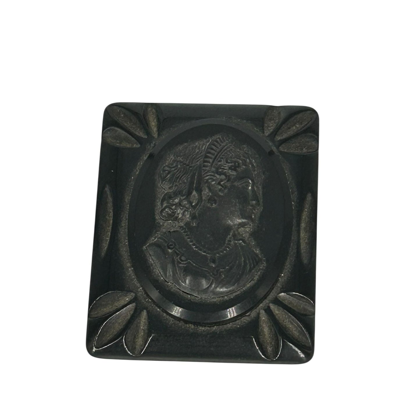 Large Antique Victorian Gutta Percha Mourning Cameo Brooch Pin — Memento Mori