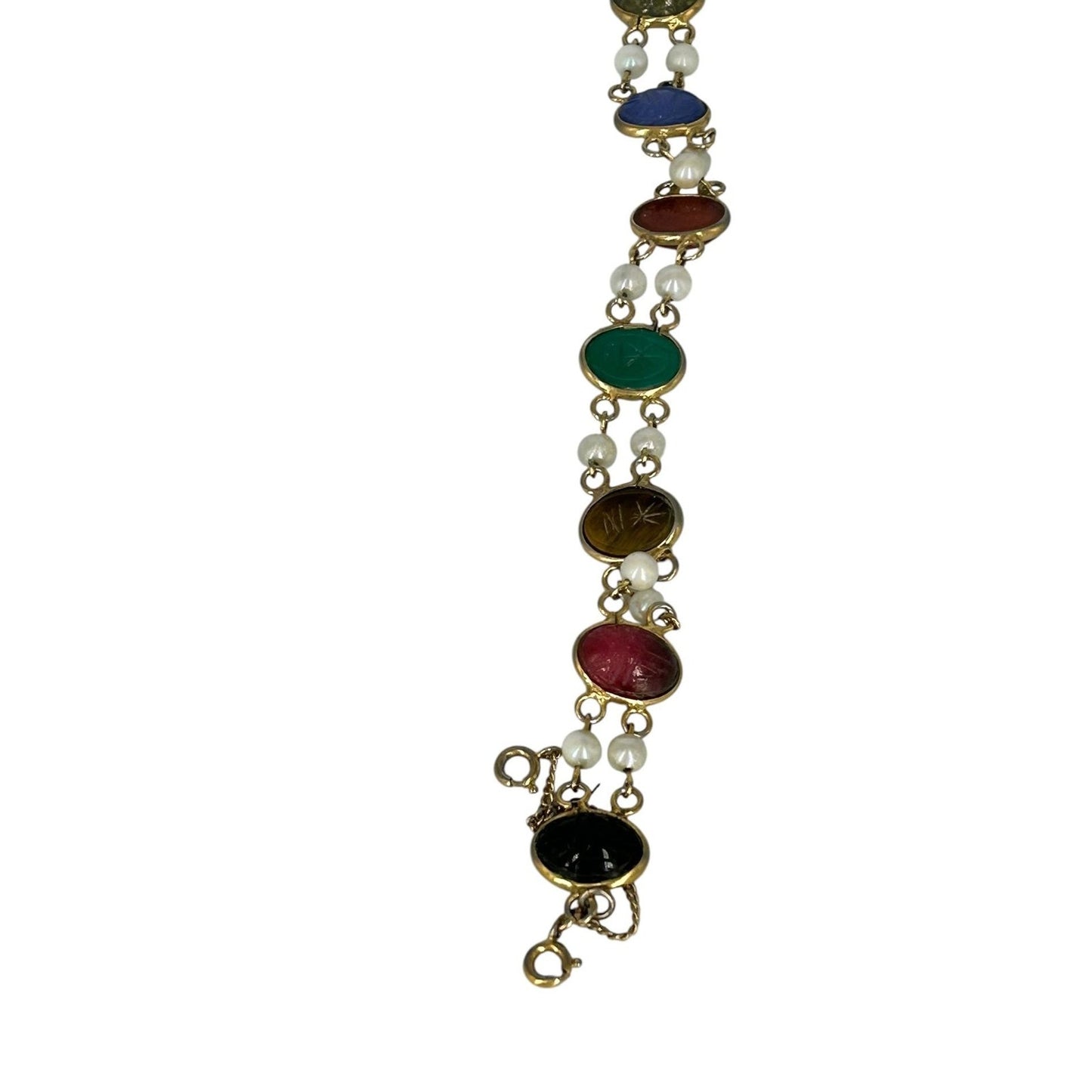Vintage Gold Filled Multi-Gemstone Scarab Bracelet