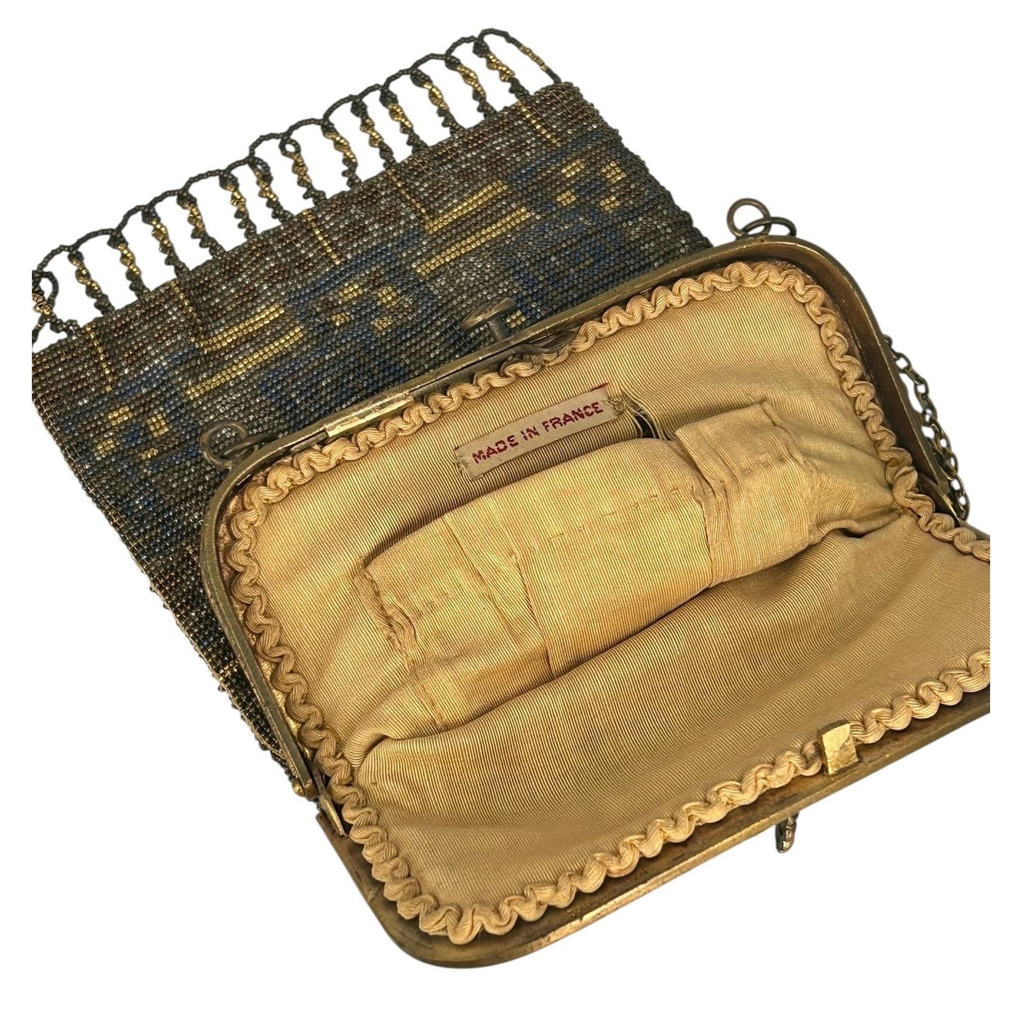 Antique French Gold & Silver Micro Beaded Flapper Purse