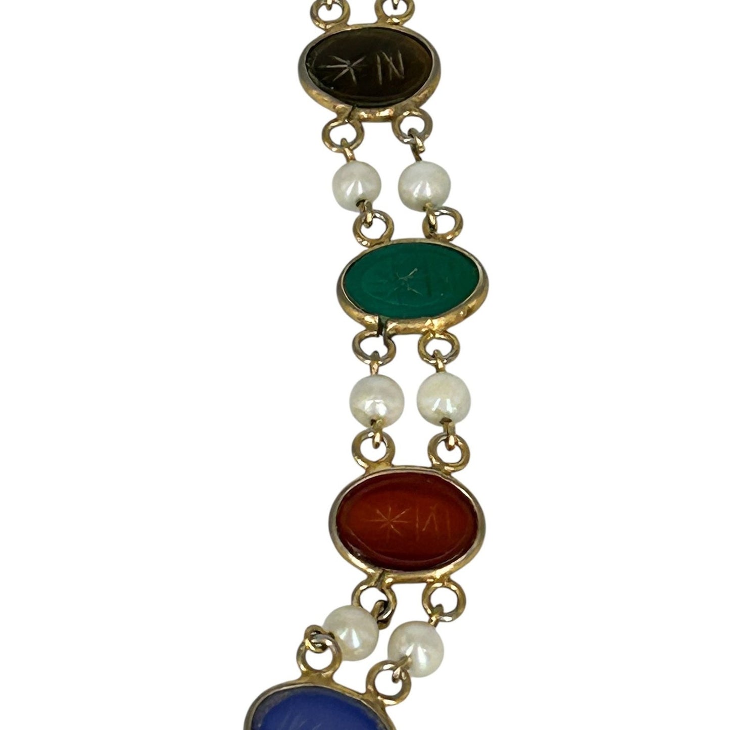 Vintage Gold Filled Multi-Gemstone Scarab Bracelet