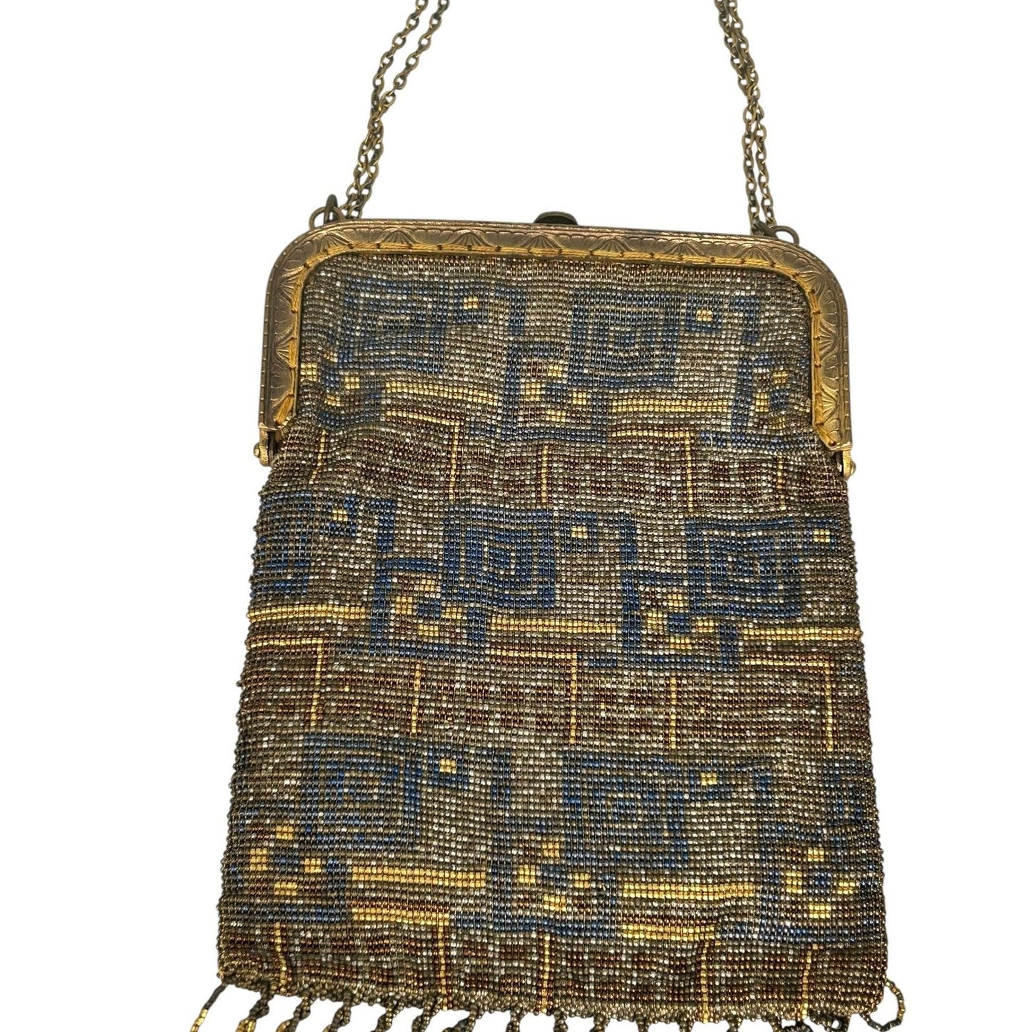 Antique French Gold & Silver Micro Beaded Flapper Purse